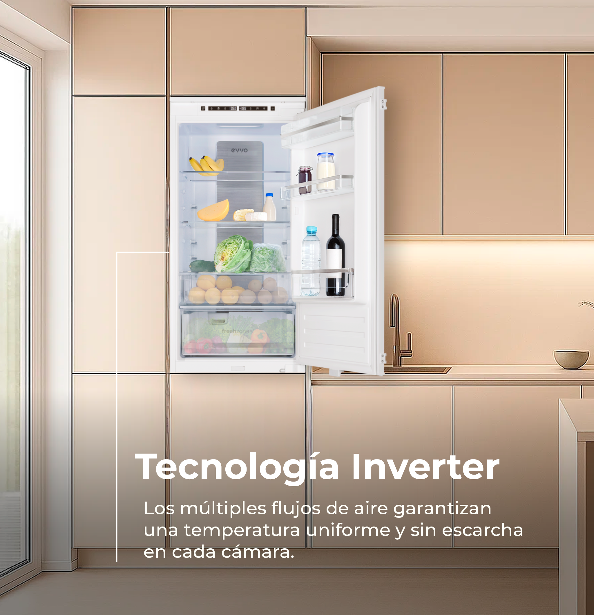 Frigorífico Combi EVVO F60W Glass