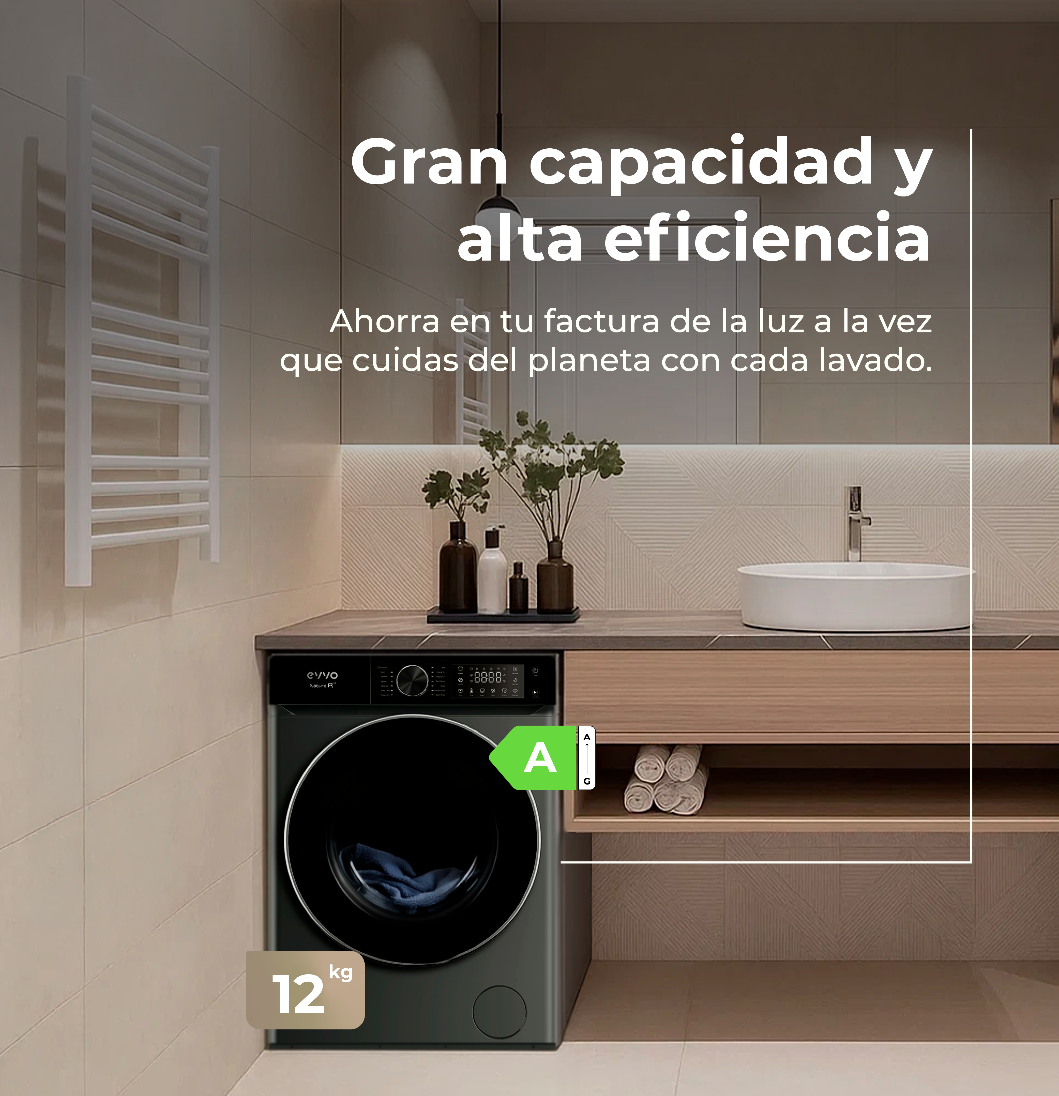 Máquina de Lavar Roupa EVVO Nature R