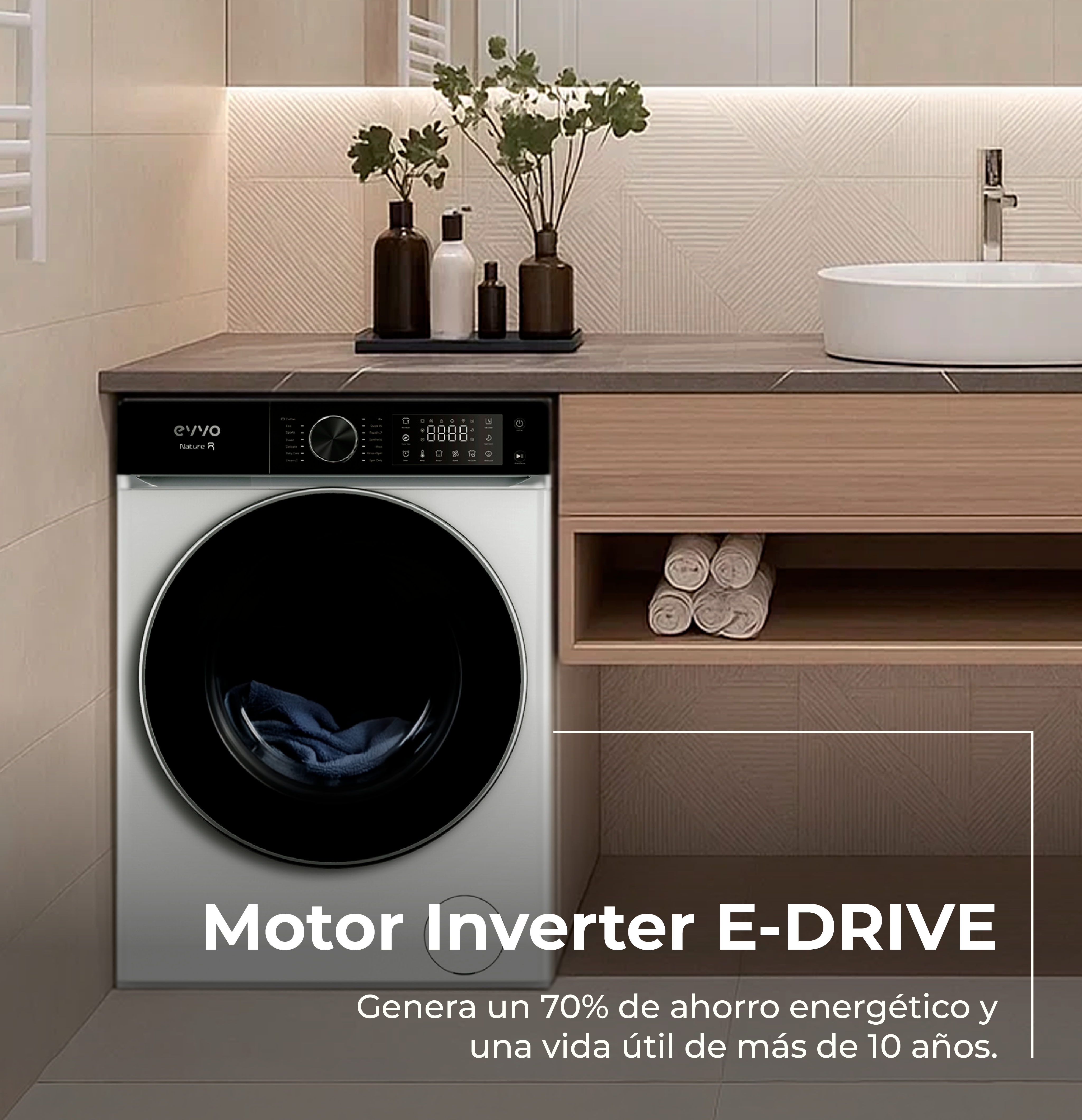 Máquina de Lavar Roupa EVVO Nature R