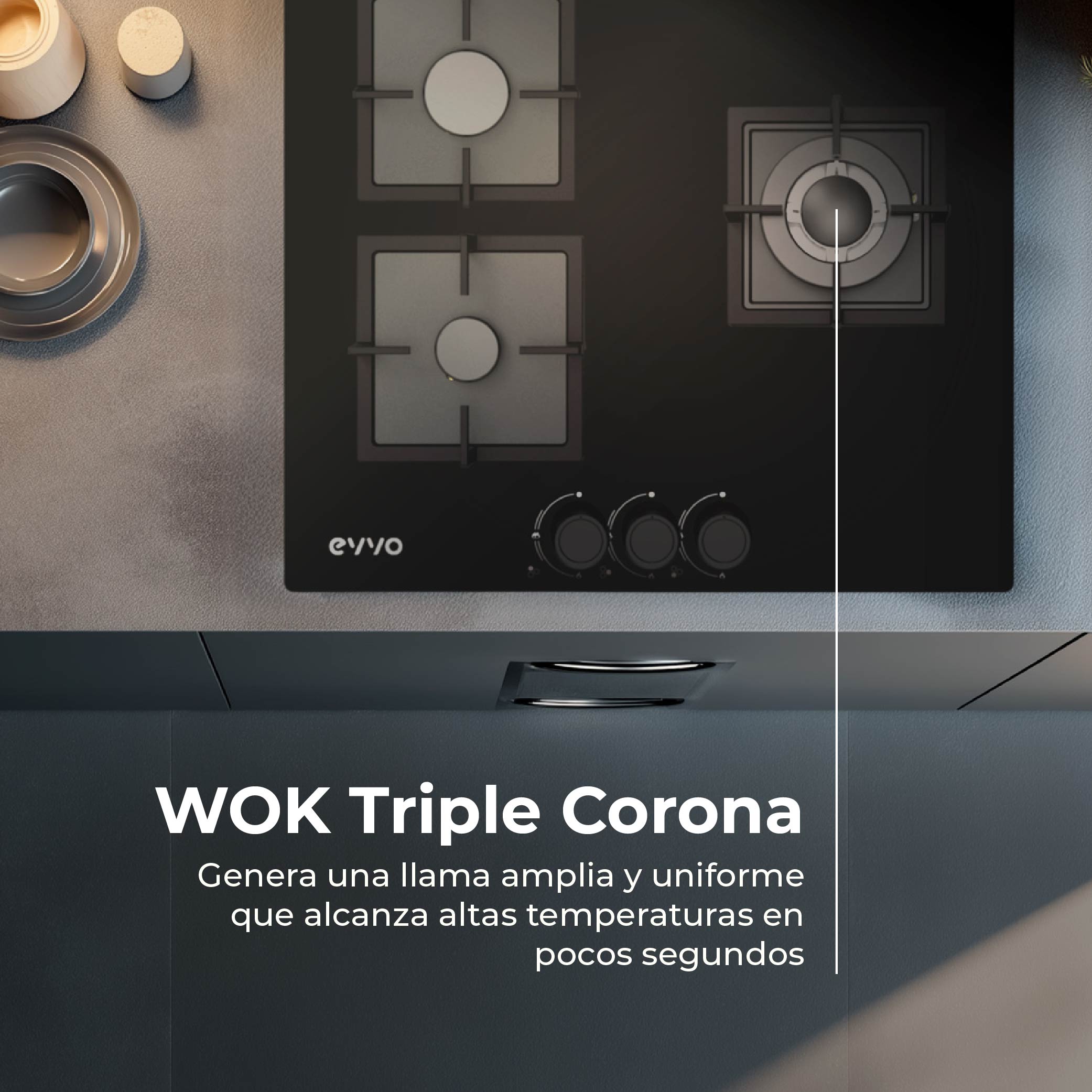 Placa de Gas V65 Glass