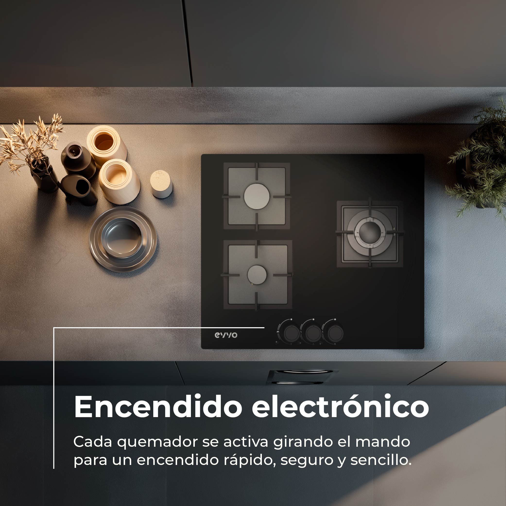 Placa de Gas V65 Glass