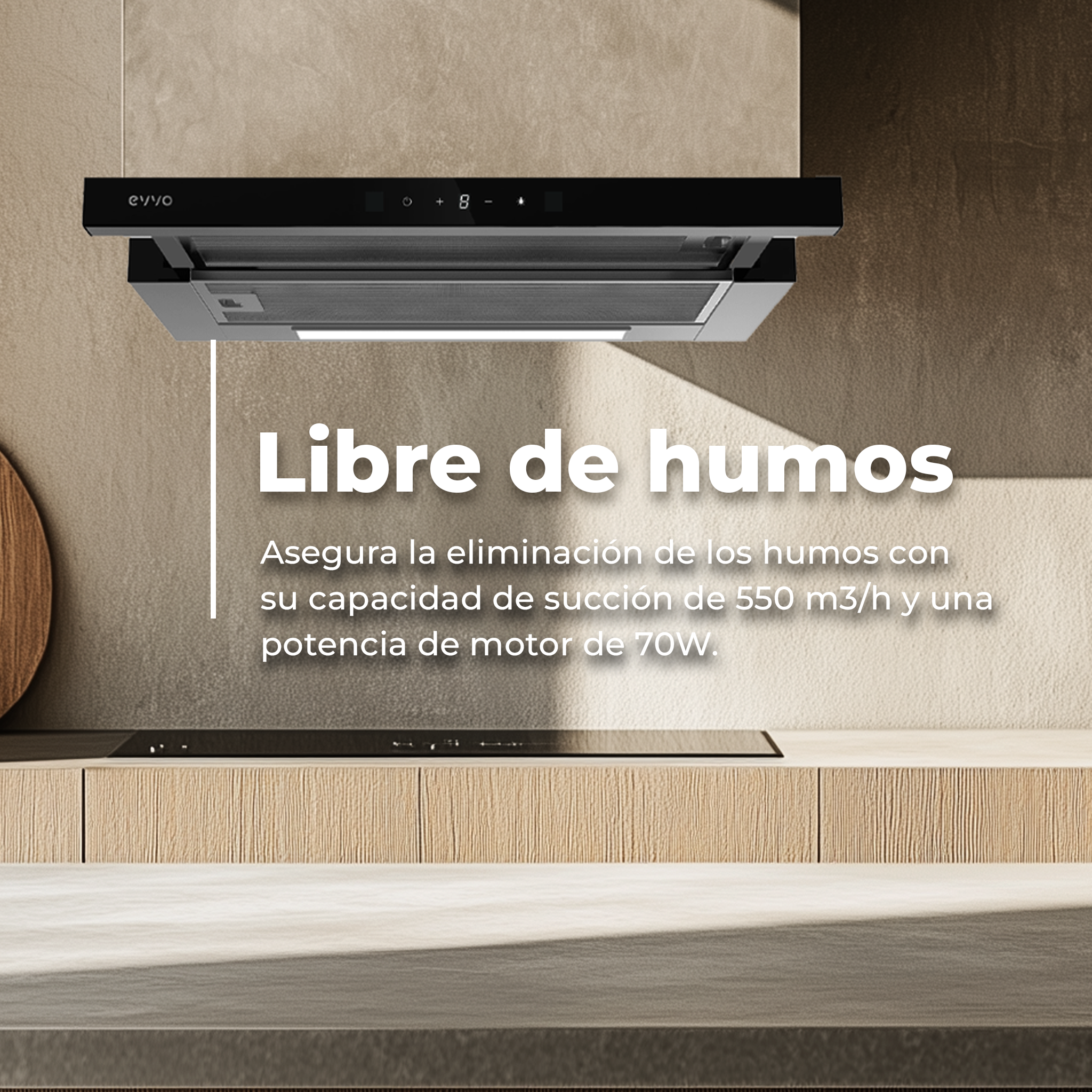 Campana Extractora Telescópica EVVO CE12 Black