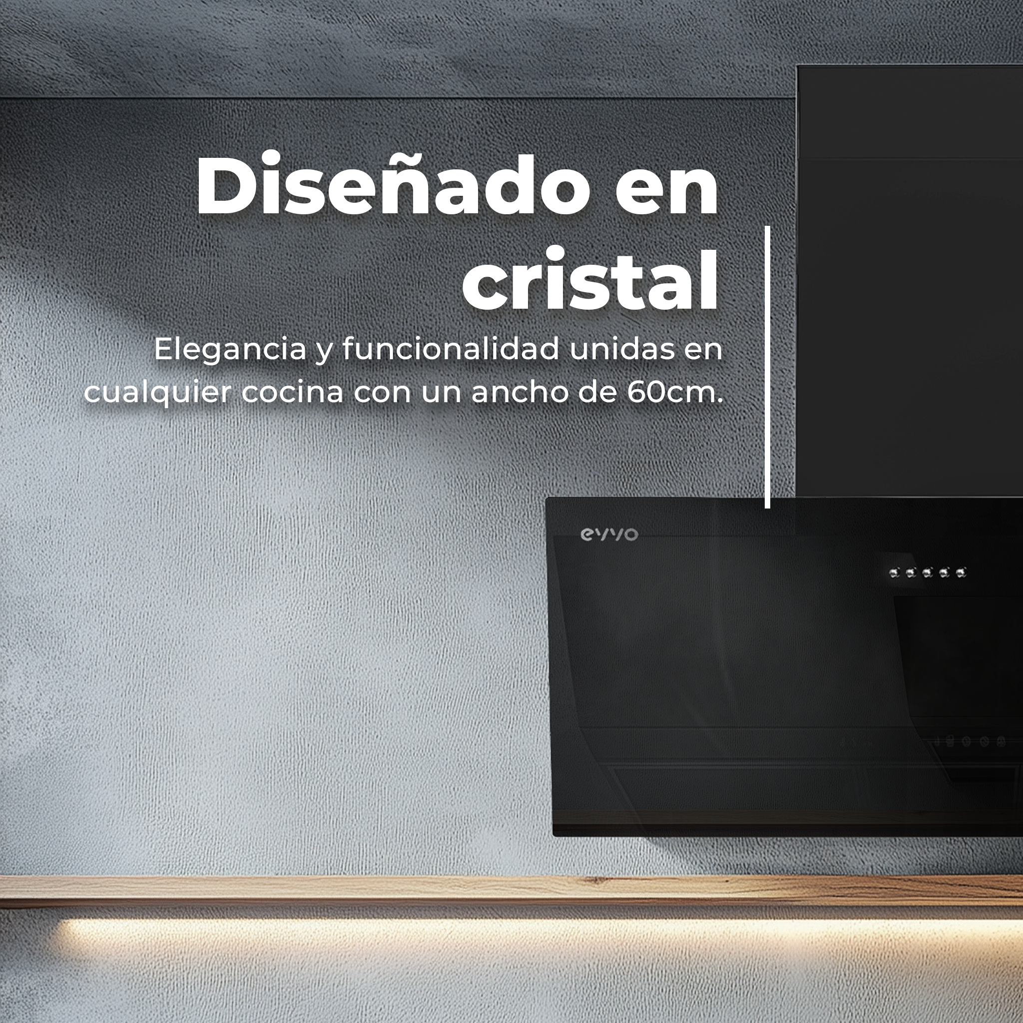 Campana Extractora Decorativa EVVO CE40 Cristal Black Reacondicionado Clase A