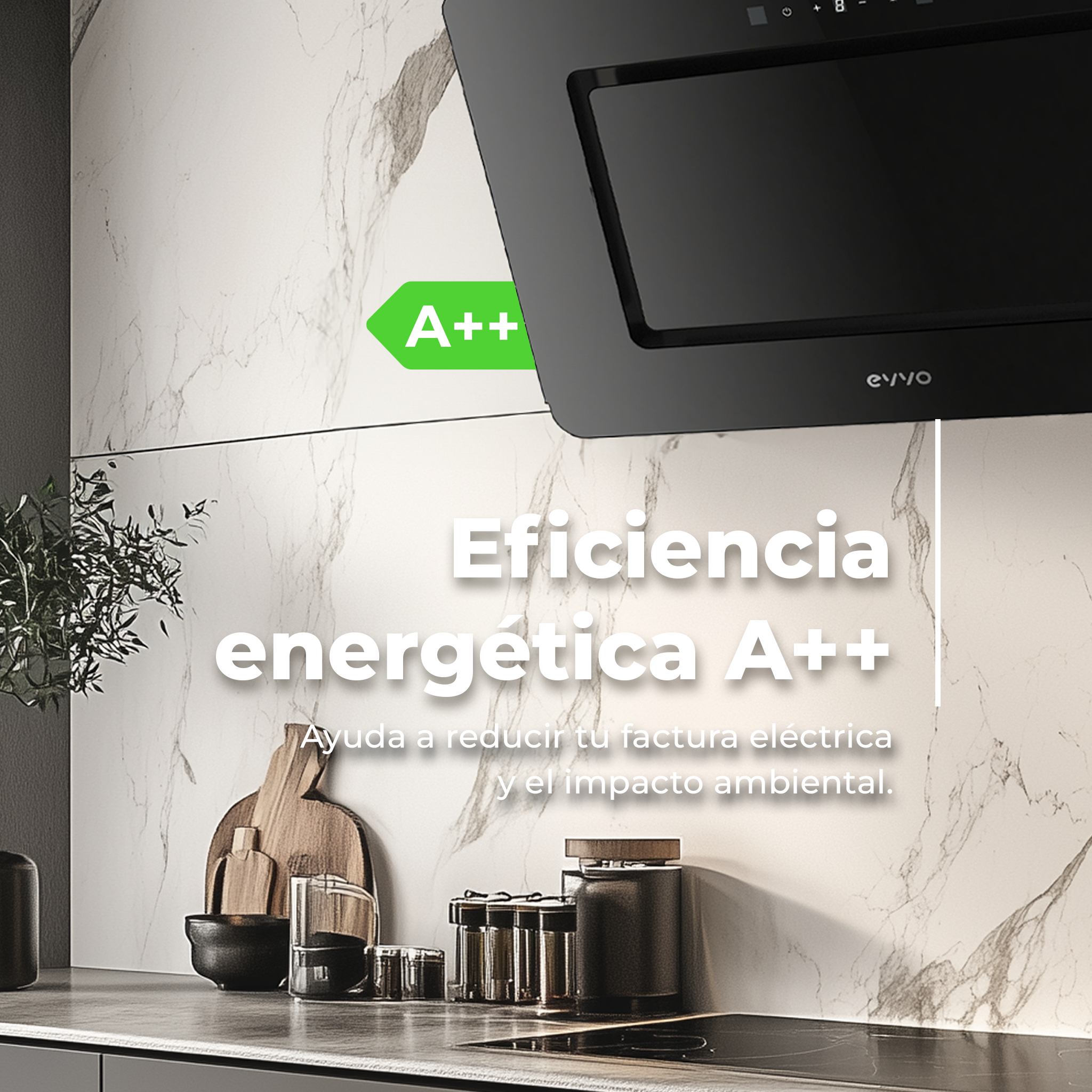 Campana Extractora Decorativa EVVO CE43 Cristal Reacondicionado Clase A