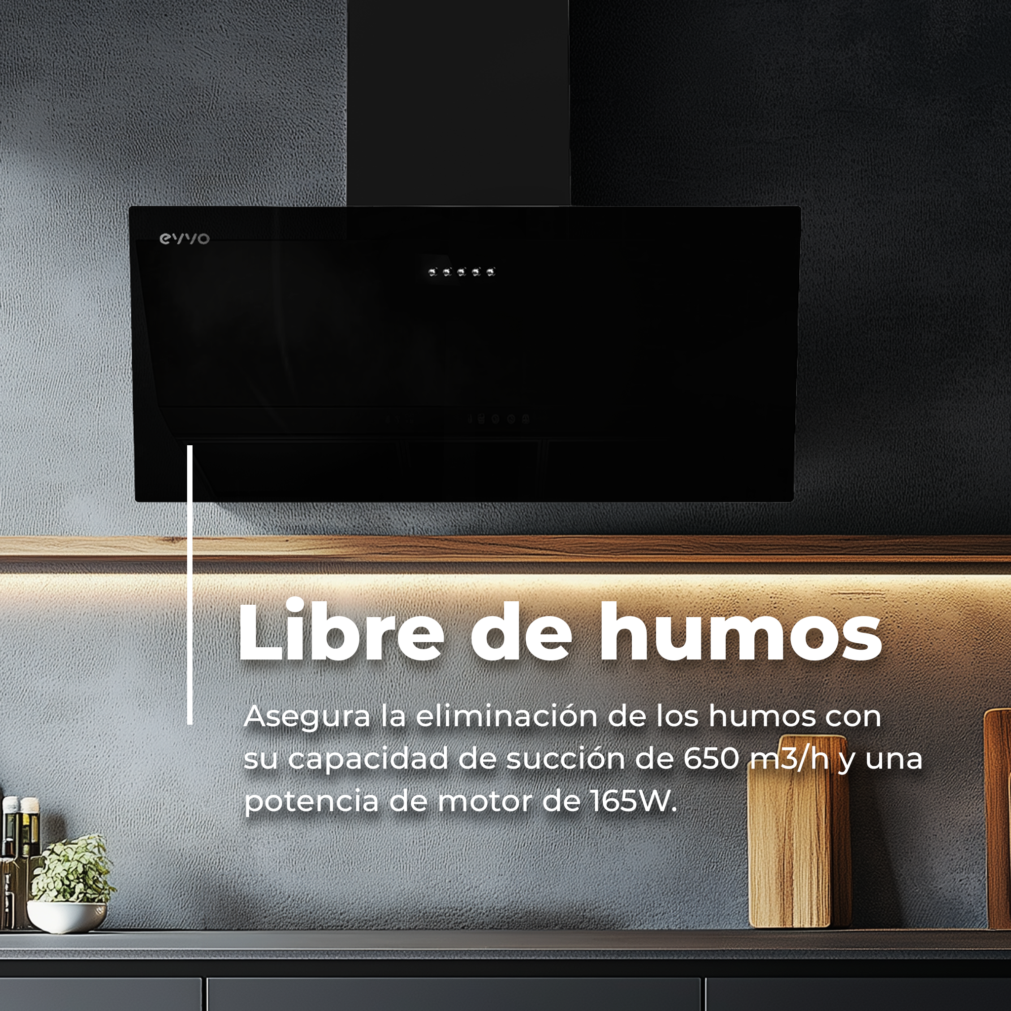 Campana Extractora Decorativa EVVO CE45 Cristal Black