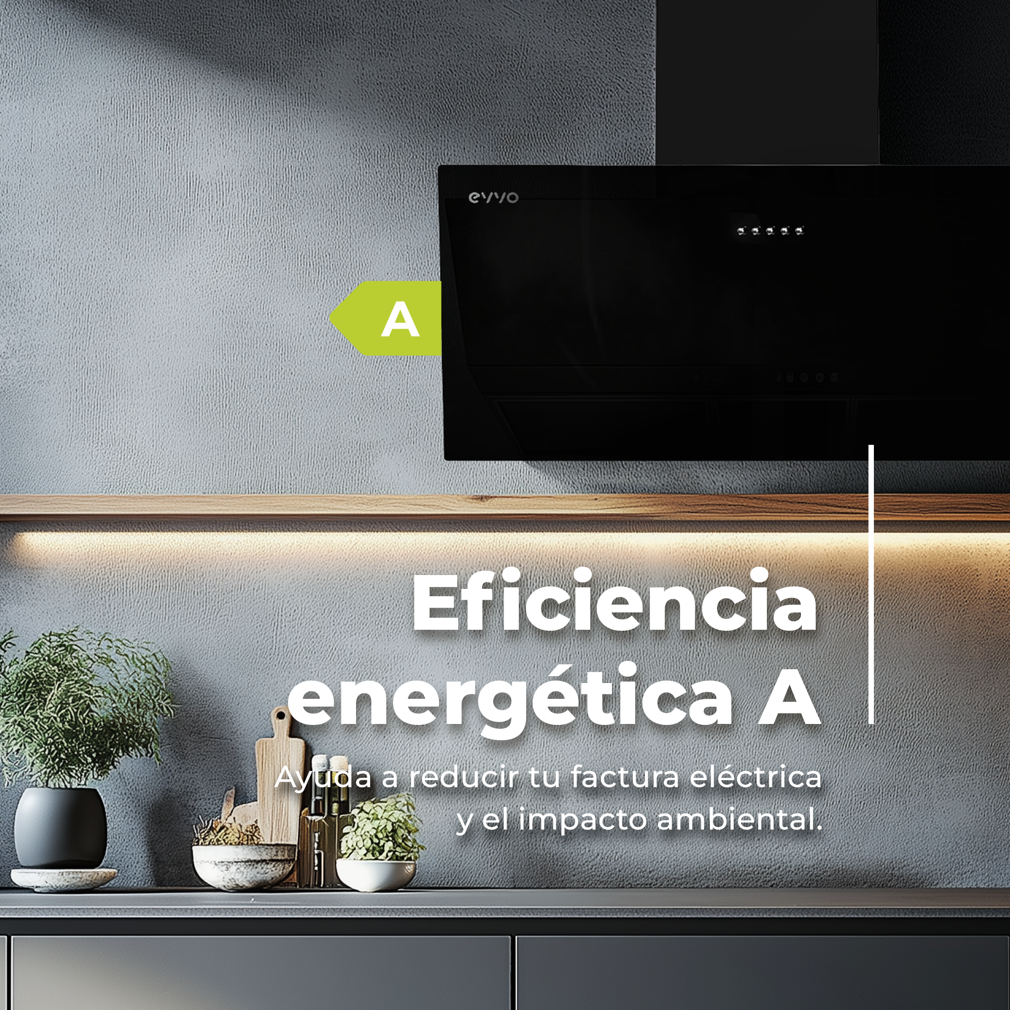 Campana Extractora Decorativa EVVO CE45 Cristal Black