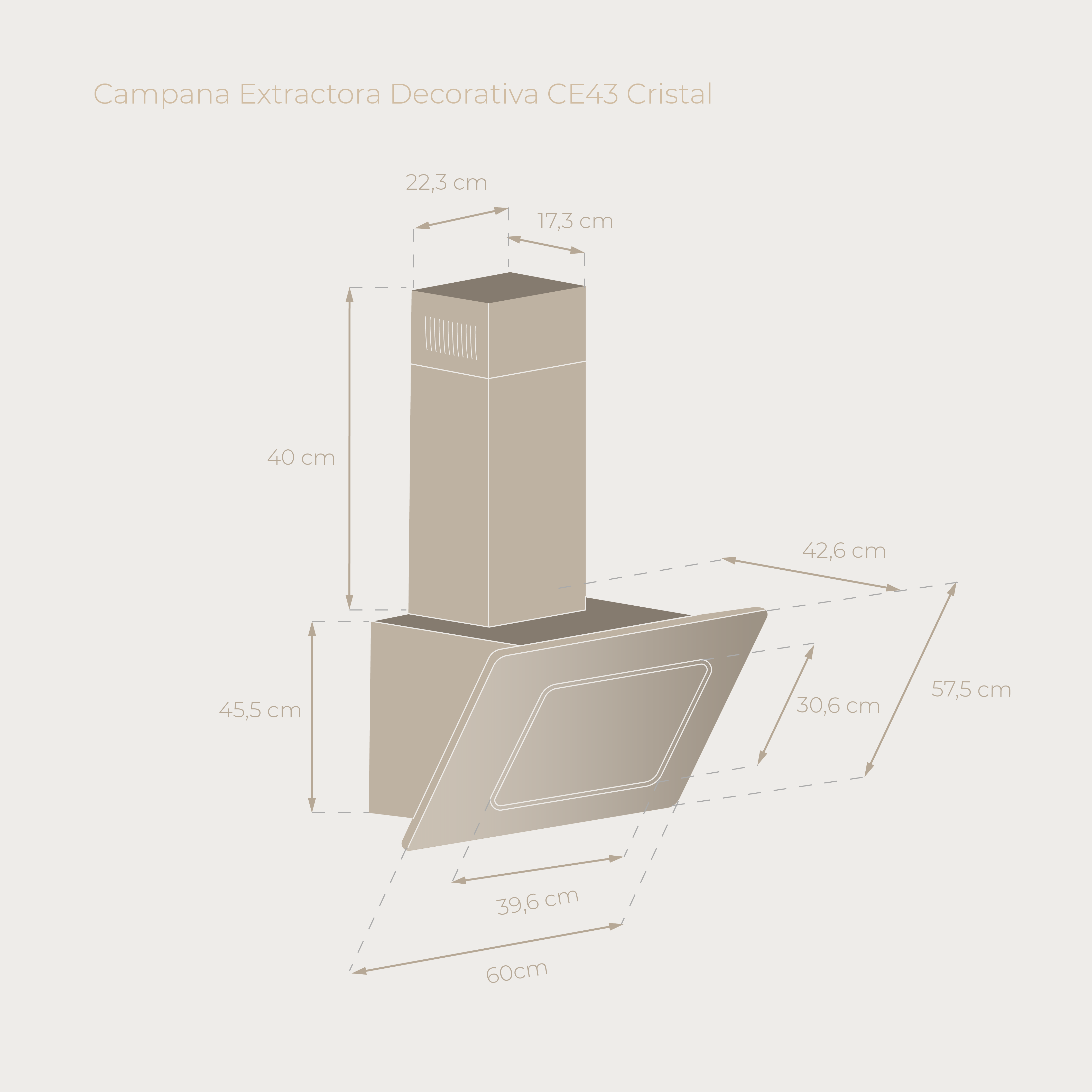 Campana Extractora Decorativa EVVO CE43 Cristal Reacondicionado Clase A