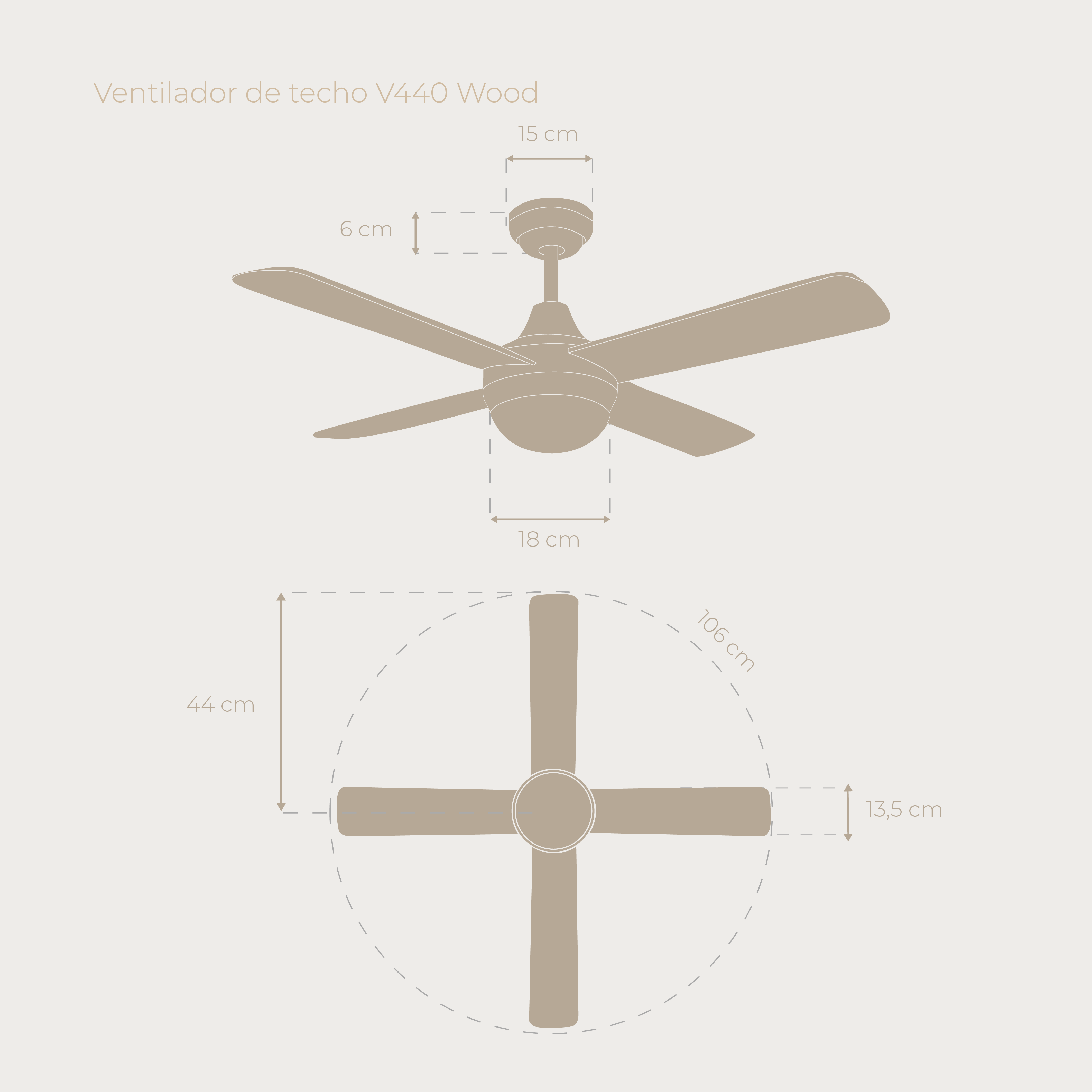 Ventilador de techo EVVO V440 Wood