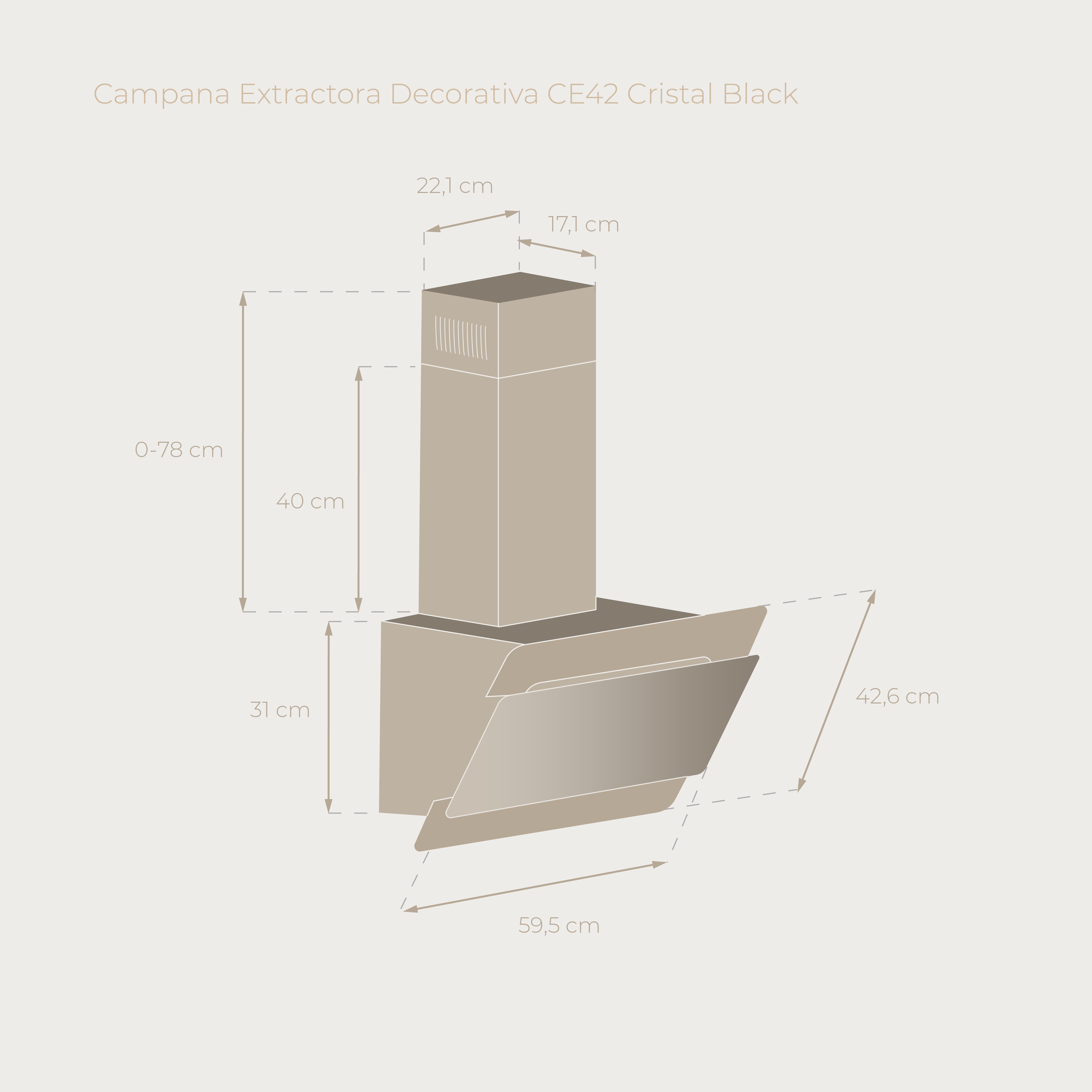 Campana Extractora Decorativa EVVO CE42 Cristal Black