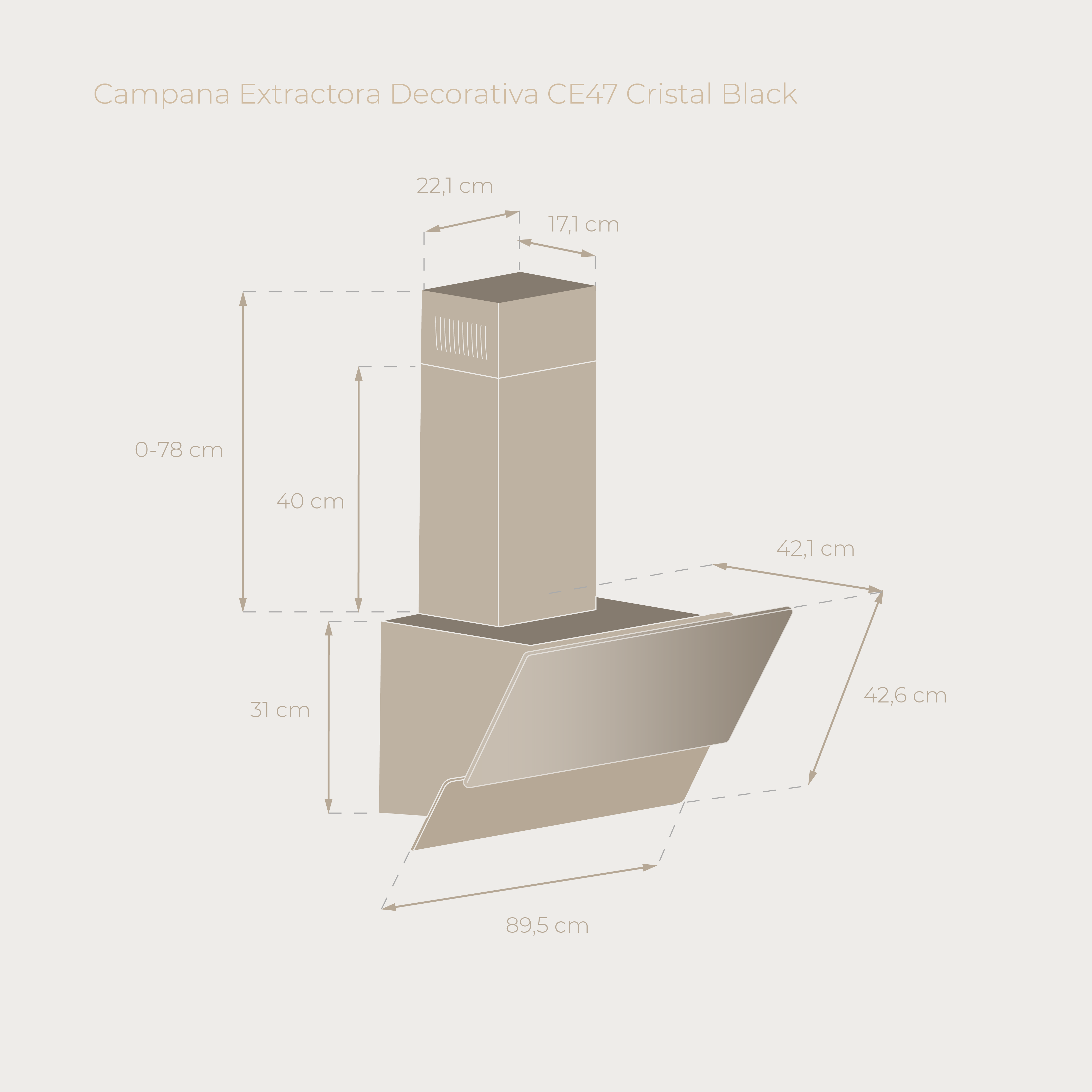 Campana Extractora Decorativa EVVO CE47 Cristal Black