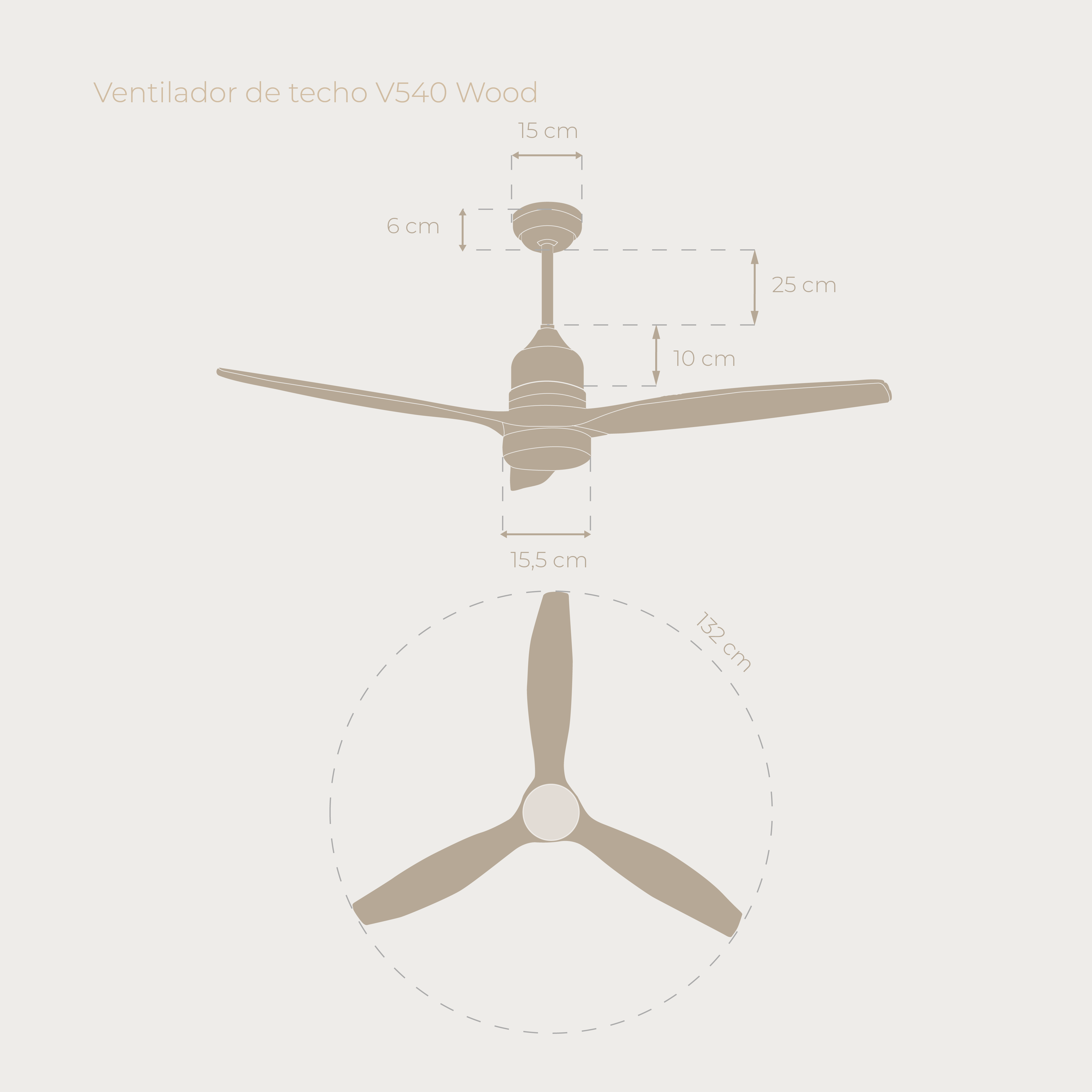 Ventilador de techo EVVO V540 Wood Reacondicionado Clase A