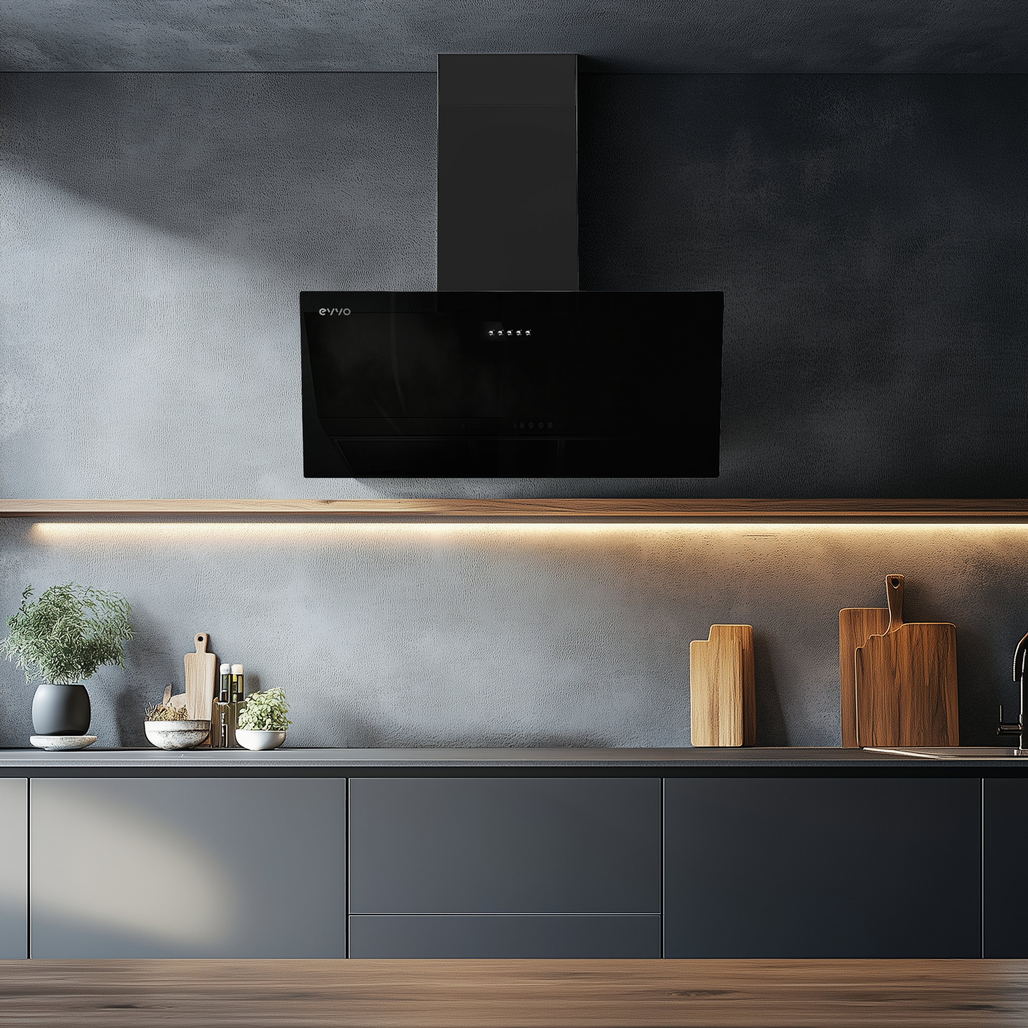 Campana Extractora Decorativa EVVO CE45 Cristal Black