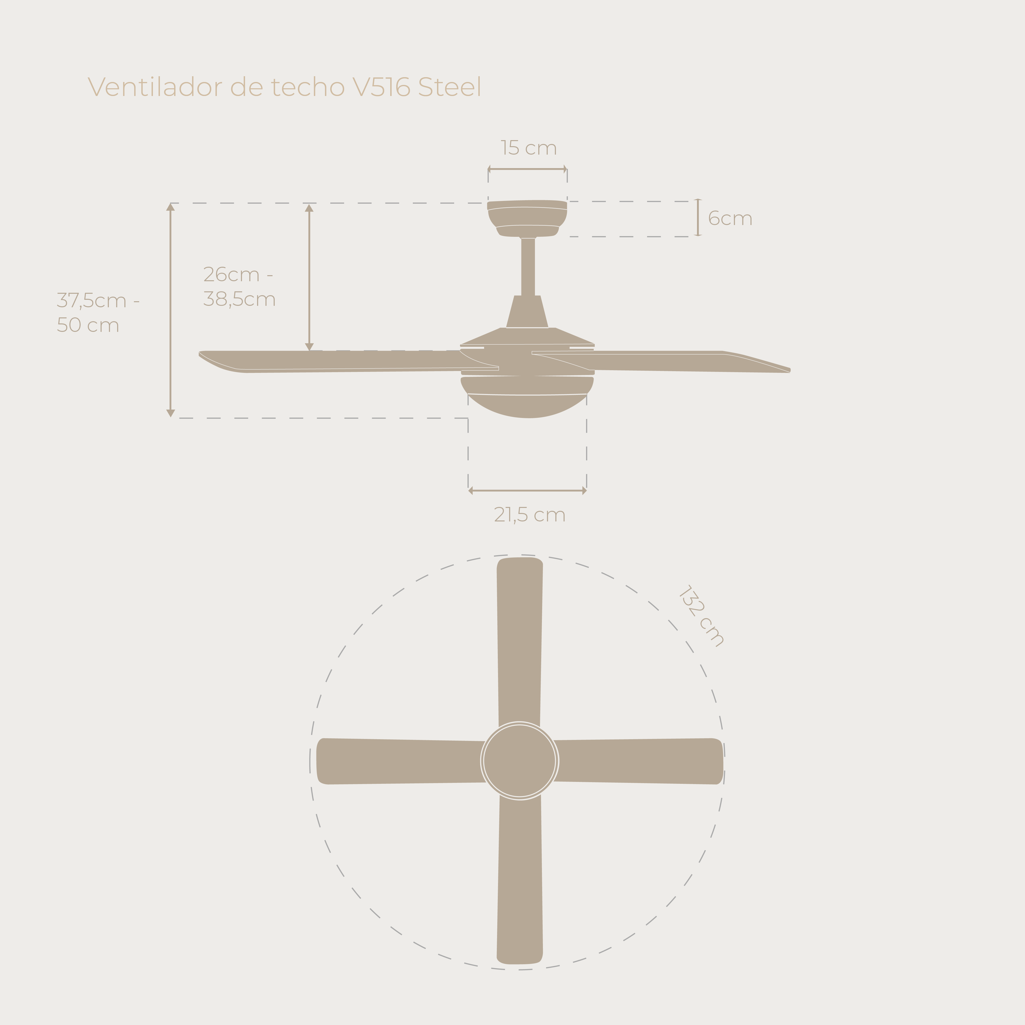 Ventilador de techo EVVO V516 Steel