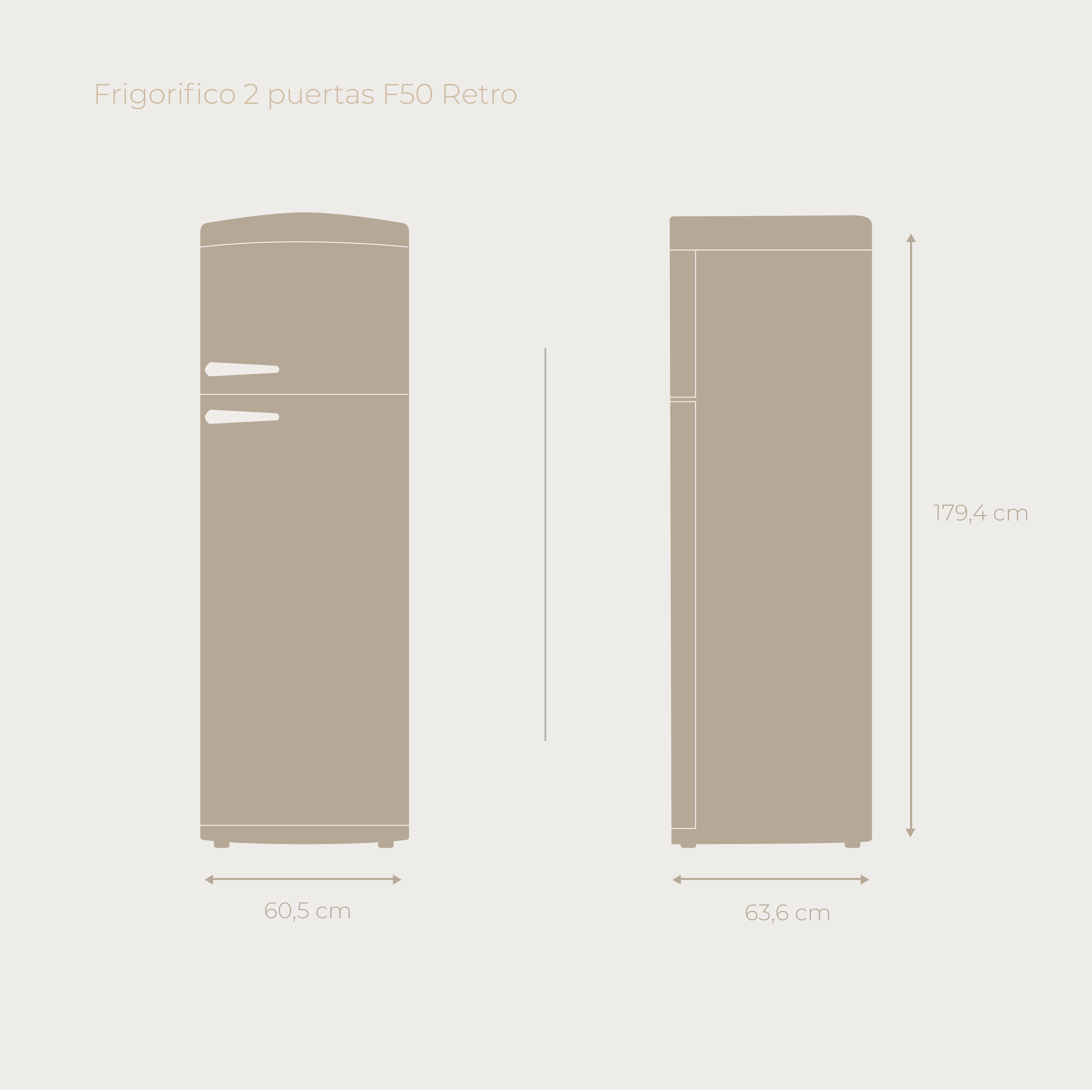 Frigorífico 2 portas Evvo F50 Retro Preto