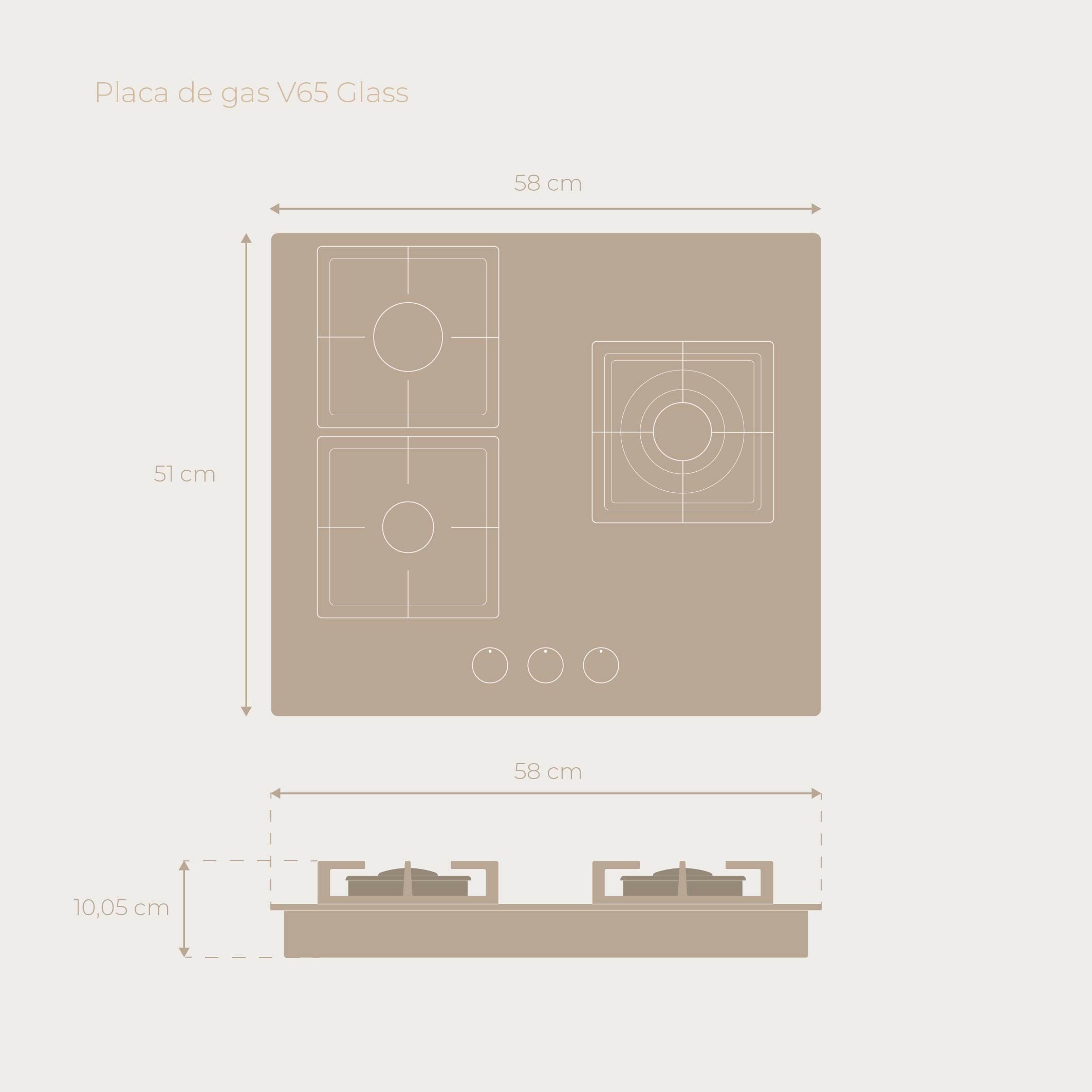Placa de Gas V65 Glass
