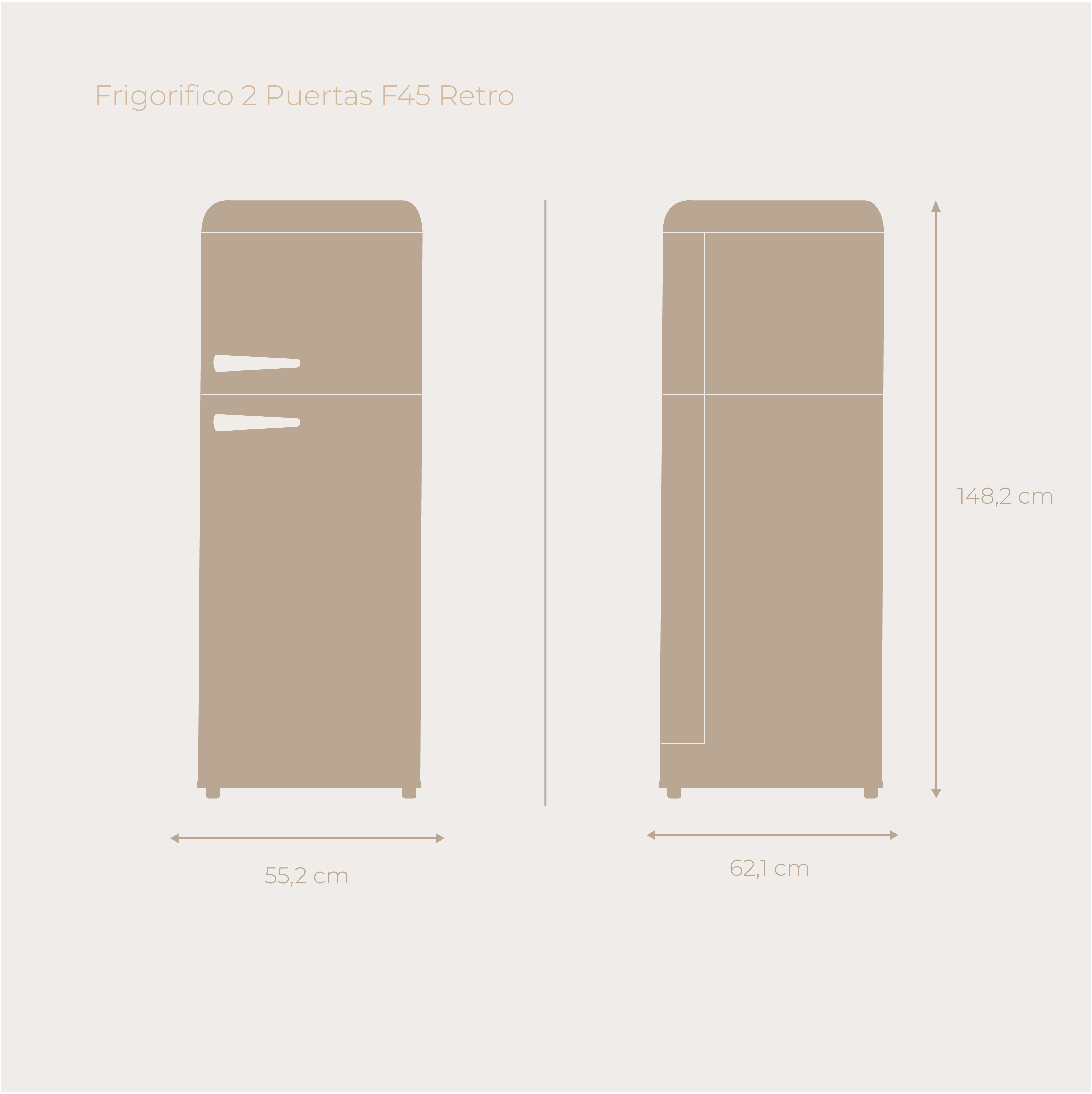 Frigorífico 2 puertas EVVO F45 Retro