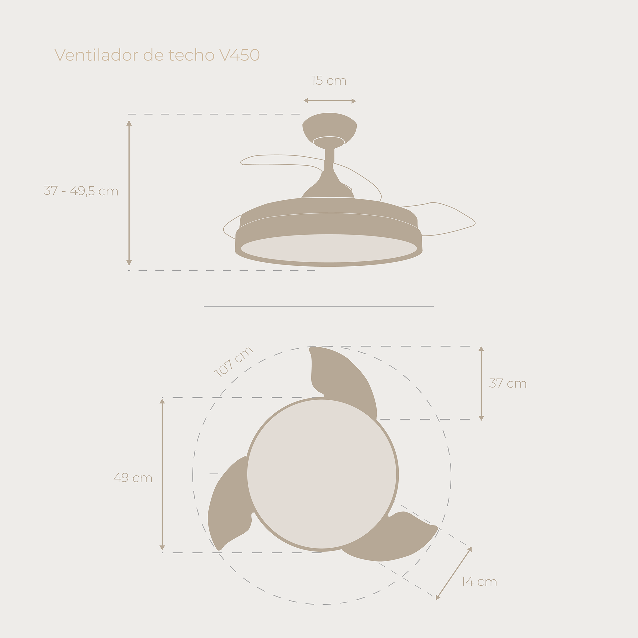 Ventilador de techo EVVO V450 Invisible Reacondicionado Clase A