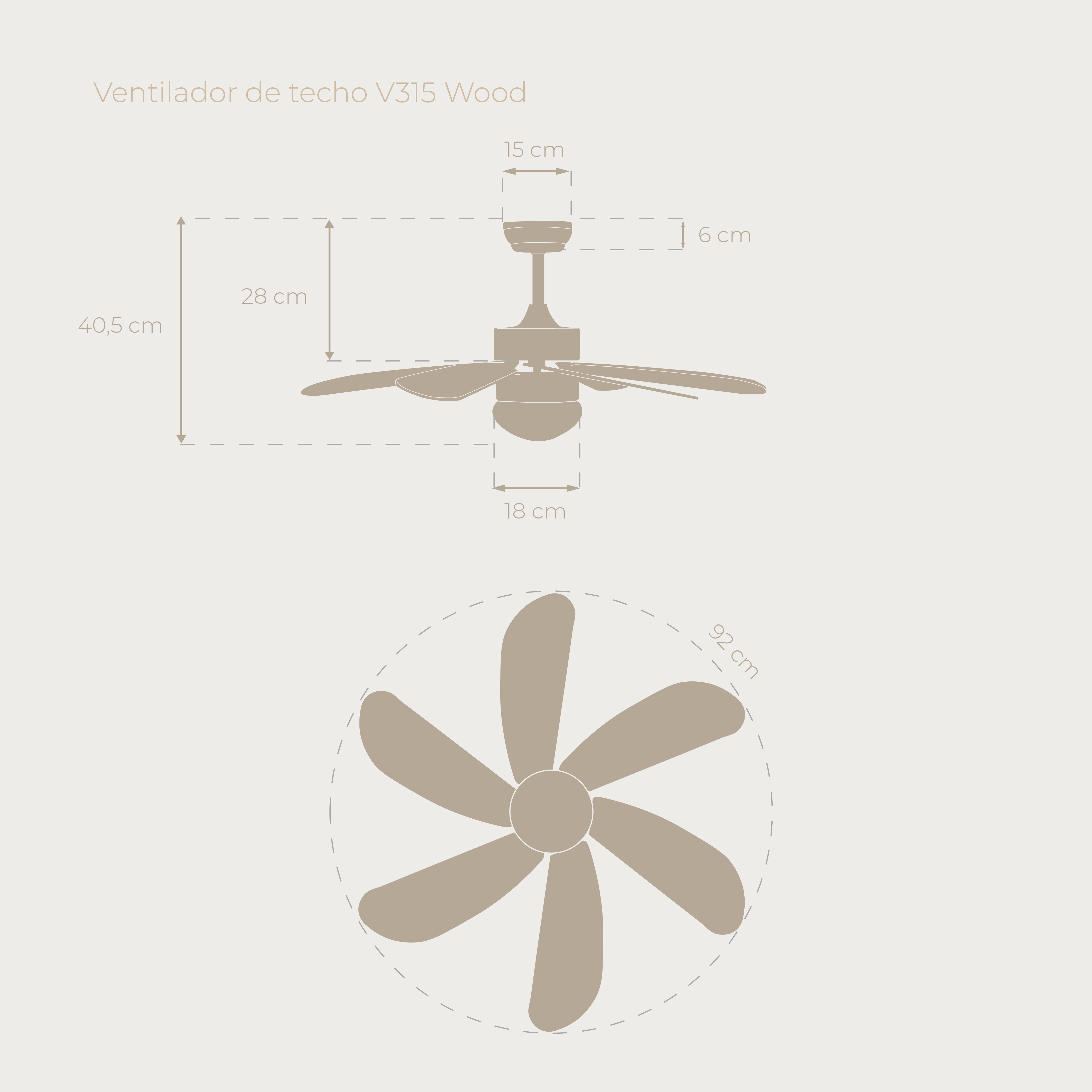 Ventilador de techo EVVO V315 Wood