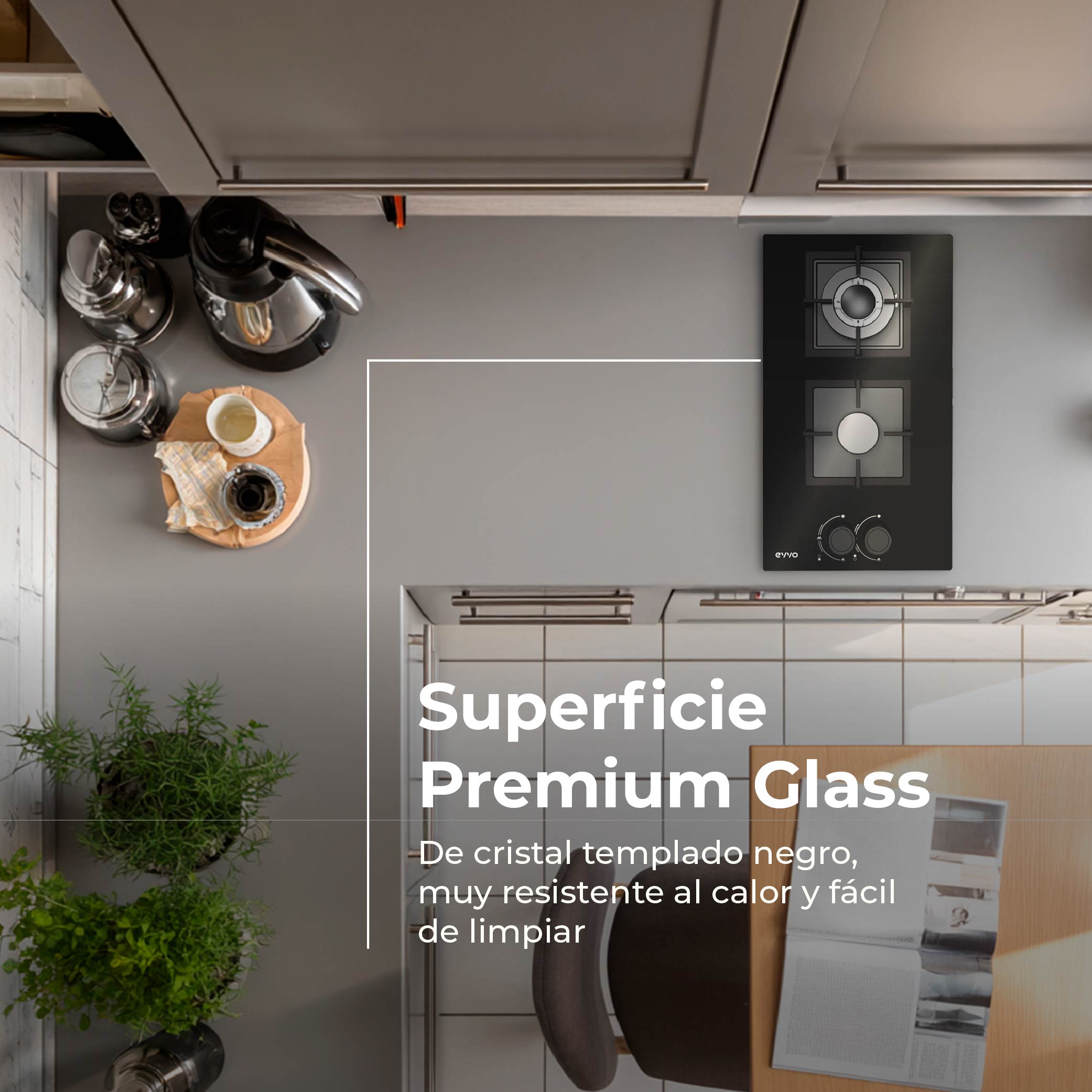 Placa de Gas V35 Glass