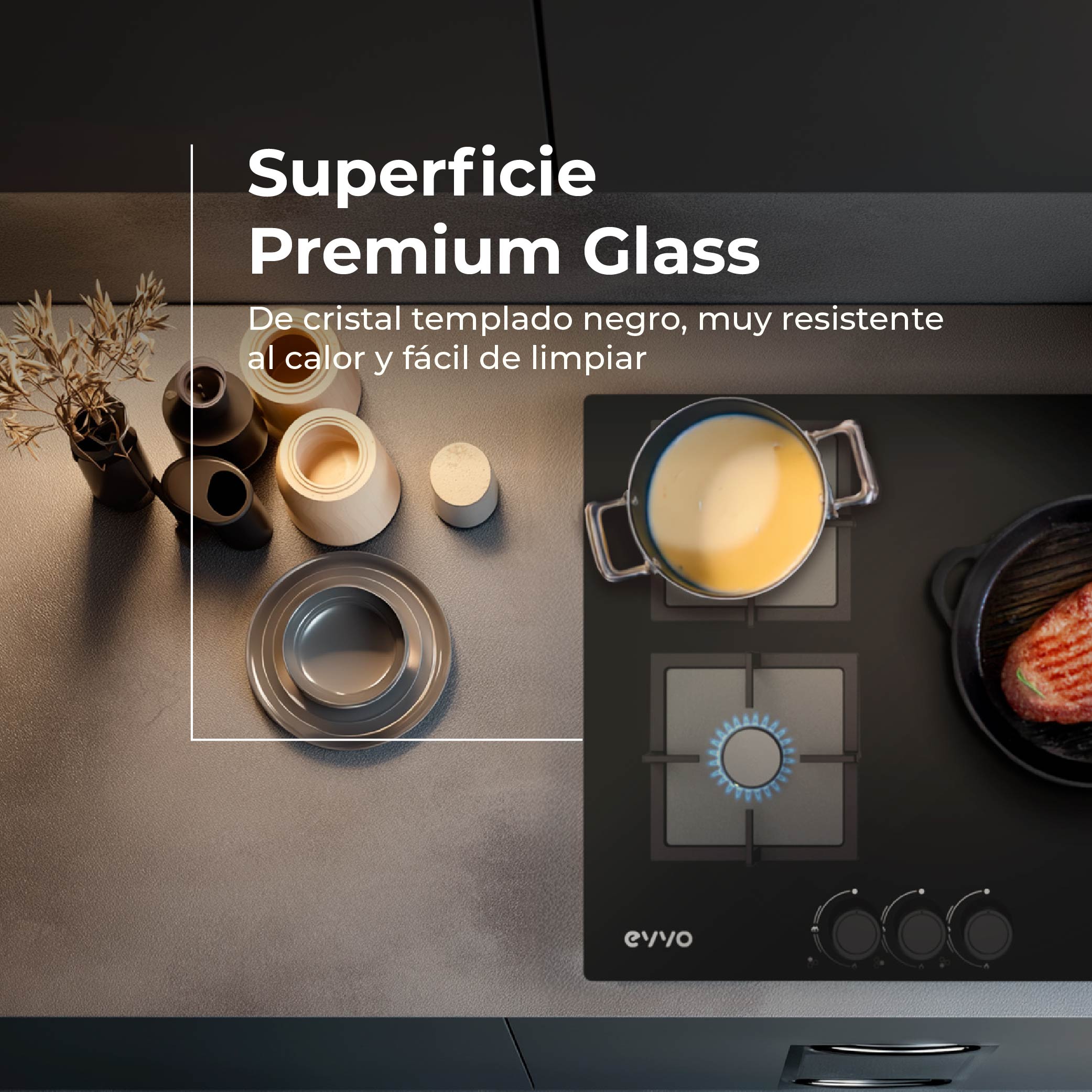 Placa de Gas V65 Glass