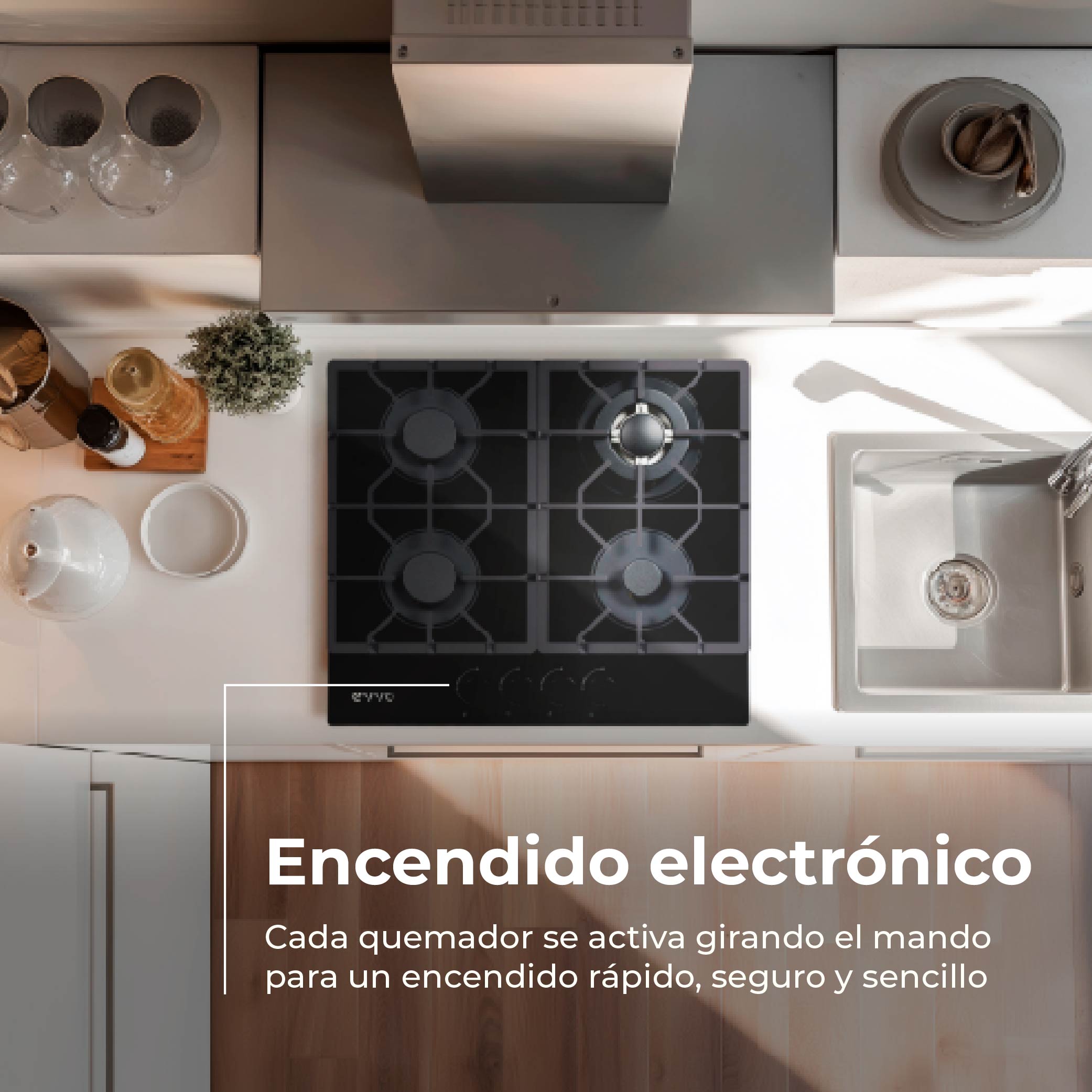 Placa de Gas V70 Glass