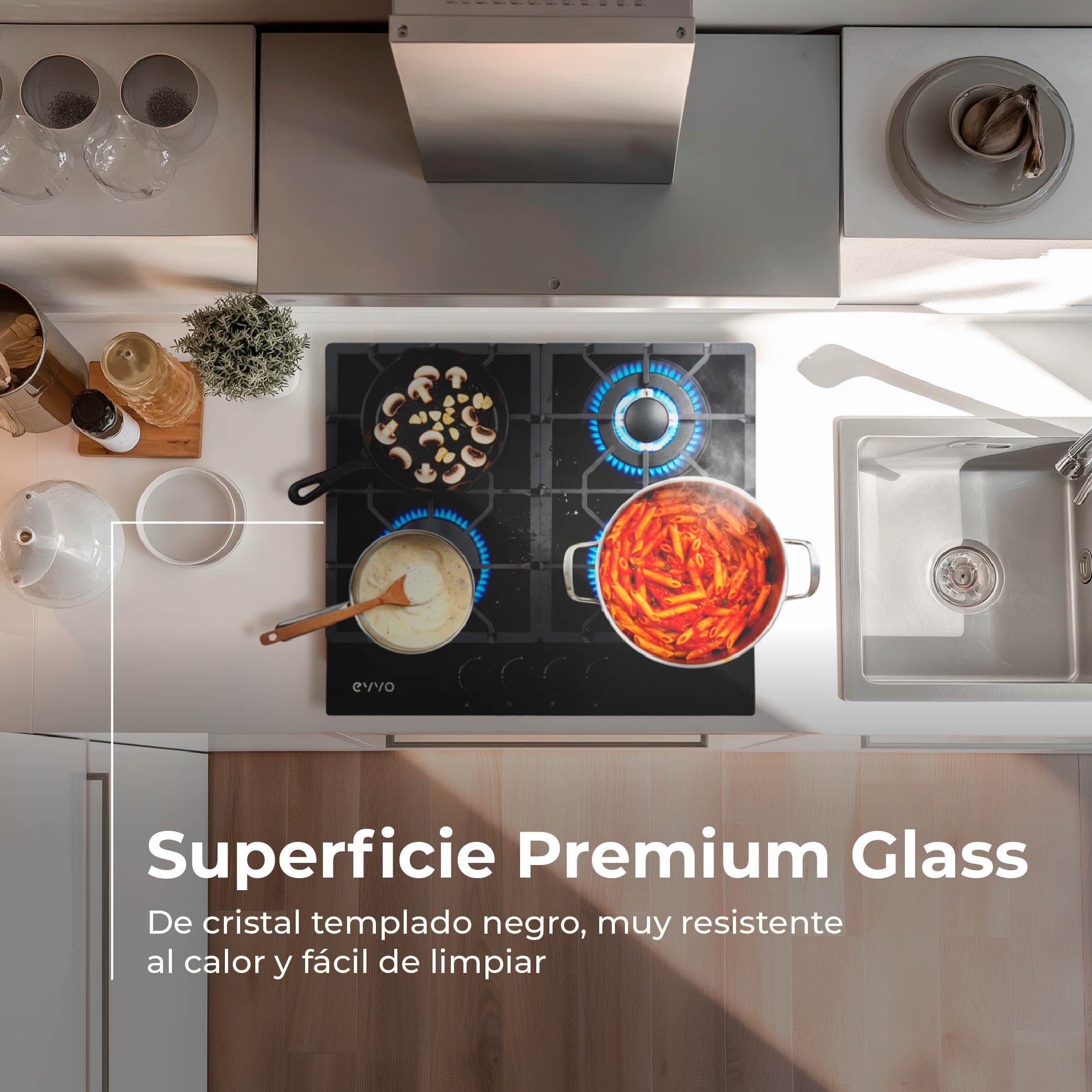 Placa de Gas V70 Glass