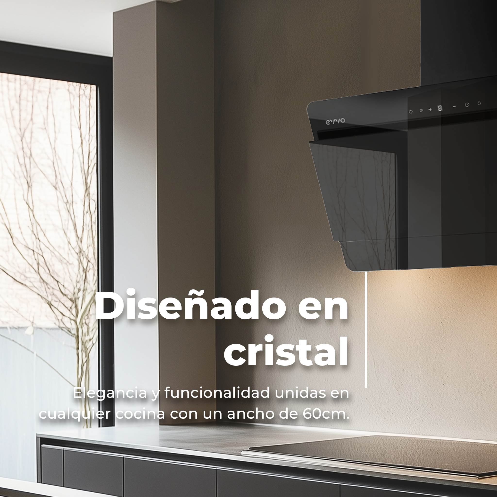 Campana Extractora Decorativa EVVO CE42 Cristal Black