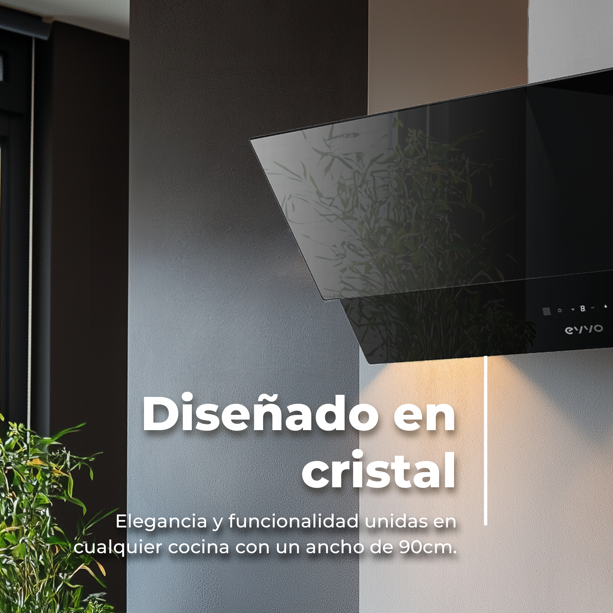 Campana Extractora Decorativa EVVO CE47 Cristal Black