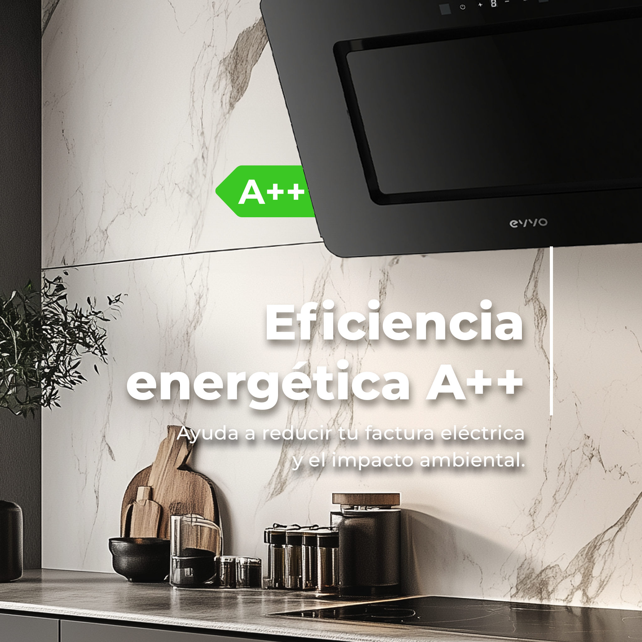 Campana Extractora Decorativa EVVO CE48 Cristal Reacondicionado Clase A