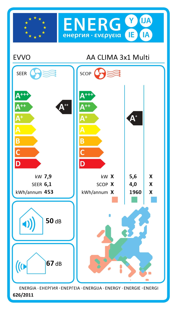 Aire acondicionado split EVVO Clima WiFi 3x1