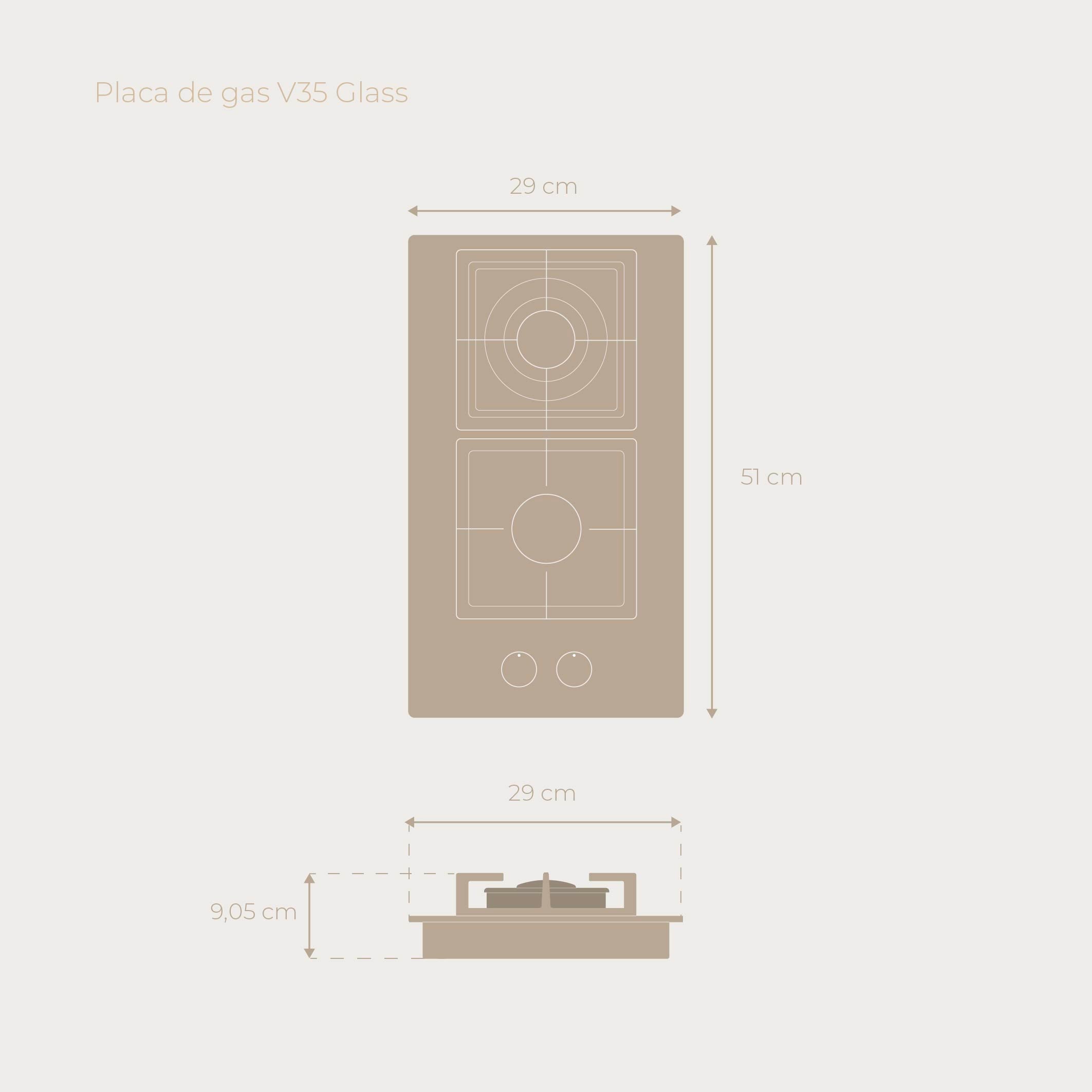Placa de Gas V35 Glass