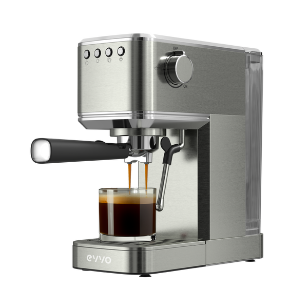 Cafetera espresso en acero inoxidable con brazo doble y vaporizador con  bomba de 20 bares y manómetro Intensa 20S Evvo