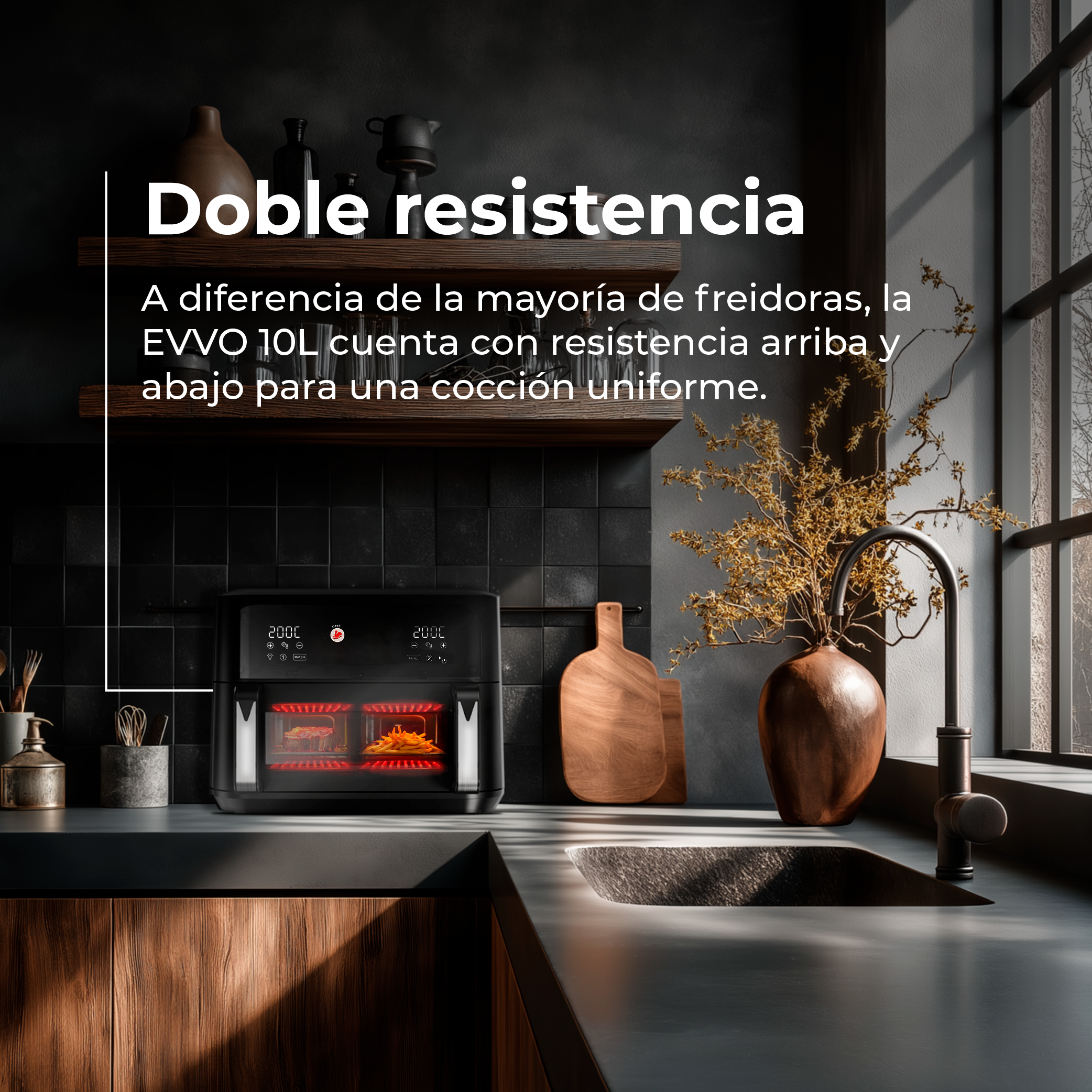 Freidora sin aceite EVVO Tasty Fryer Advance DUO 10L