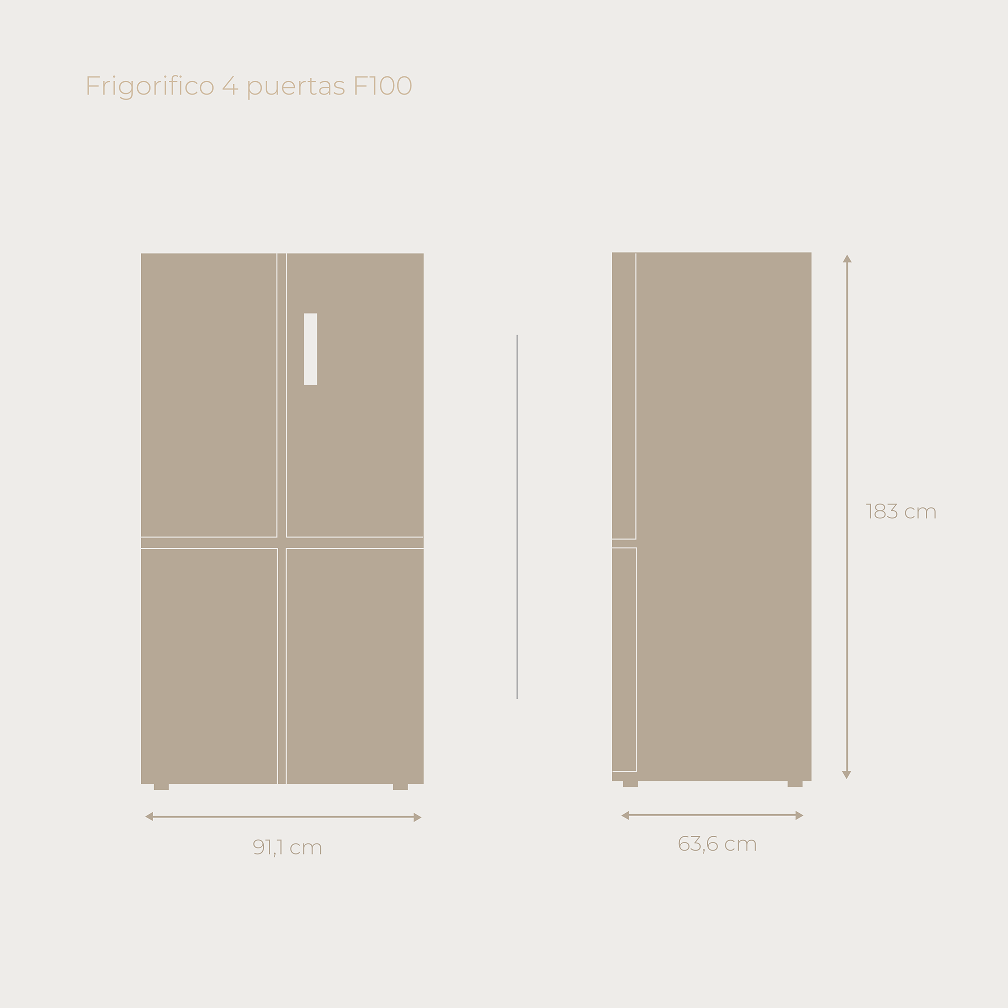 Frigorífico 4 puertas EVVO F100B Glass