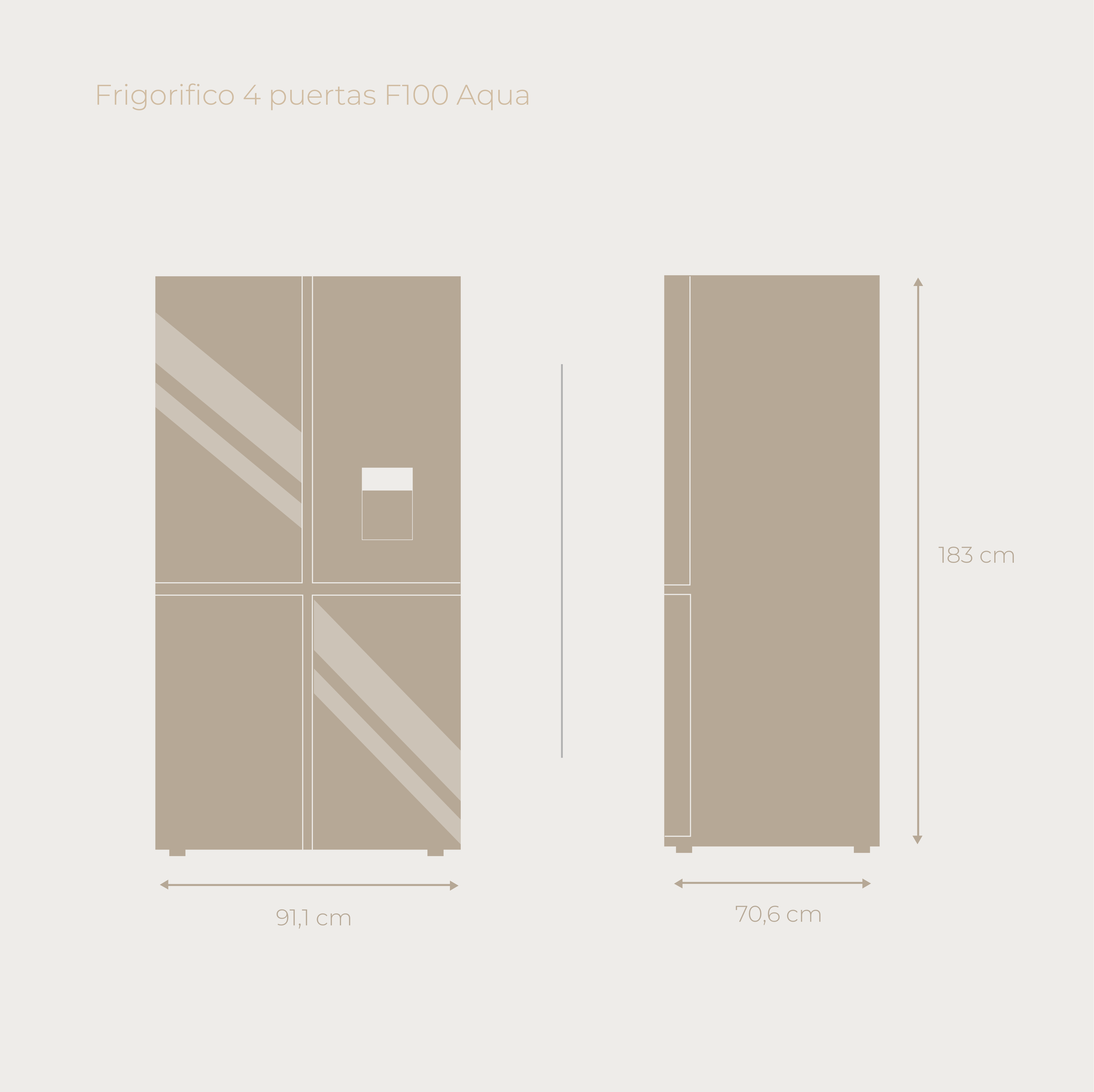 Frigorífico 4 puertas EVVO F100B Glass AQUA