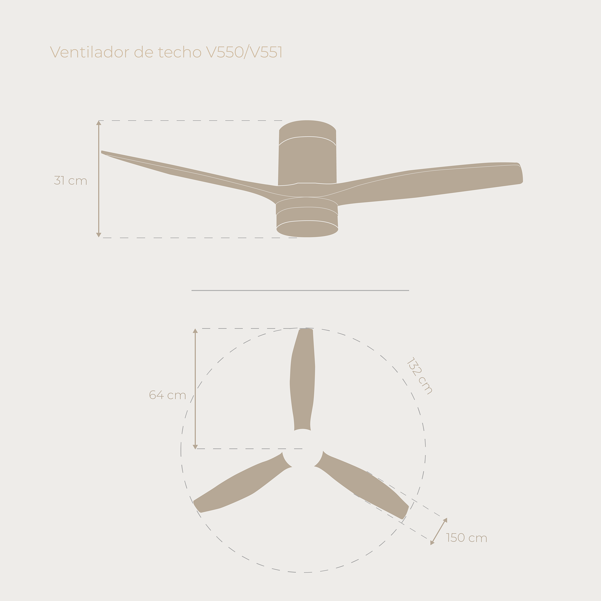 Ventilador de techo EVVO V550 Wood Wifi